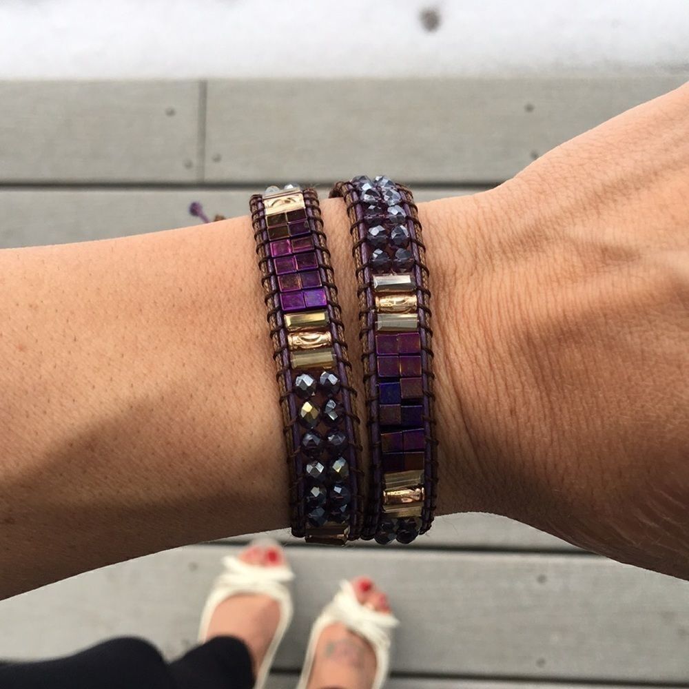 New Katie Soleil Purple Brownwrapbracelet